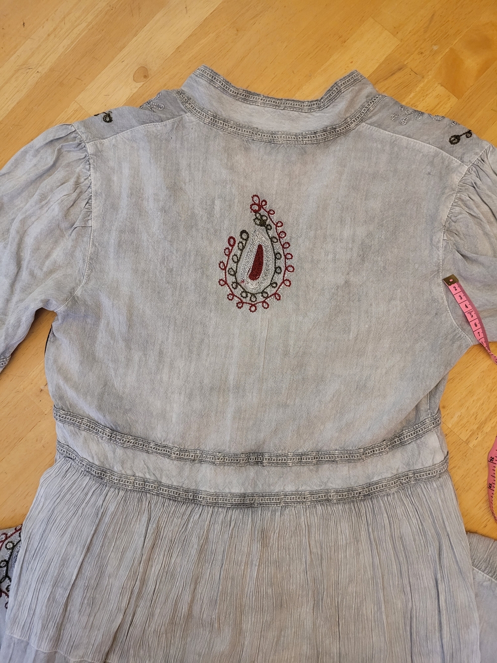 Bohemian Embroidered V-Neck Maxi Dress in Light Gray NWOT - Picture 8 of 8